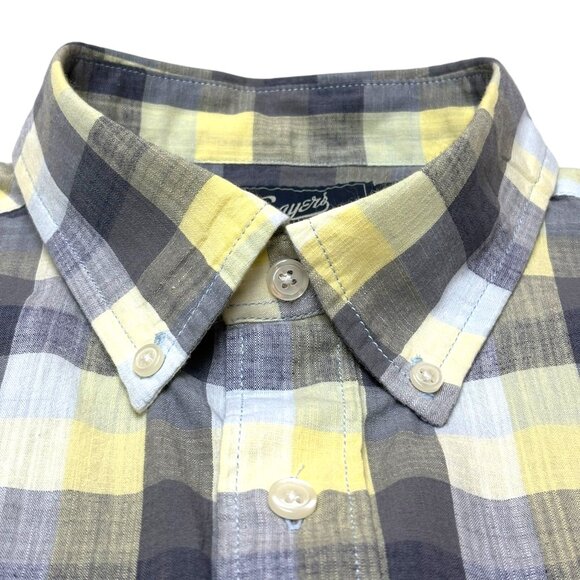 Grayers Gray Yellow Check Button Collar Short‎ Sleeve Shirt - Picture 3 of 11